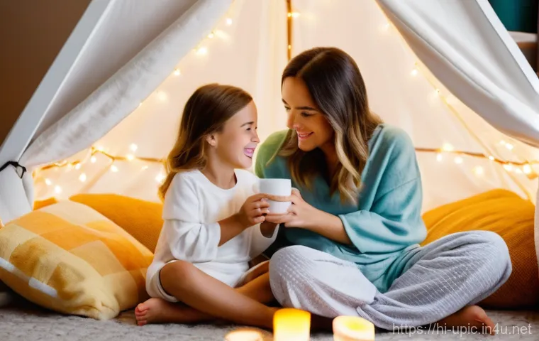 이색피크닉 집에서 즐기는 피크닉 - **Cozy Indoor Picnic Ambiance:** A warm, inviting living room transformed into a magical indoor picn...