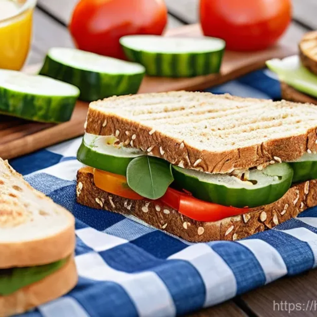 이색피크닉 핸드메이드 샌드위치 - **Prompt 1: "Vibrant Picnic Sandwich Extravaganza"**
    A lively outdoor picnic scene unfolds on a ...