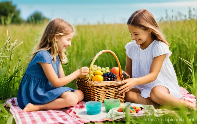 이색피크닉 이동식 피크닉 키트 - **Modern Lakeside Picnic for Two:**
    "A young couple, both in their late 20s, dressed in stylish ...